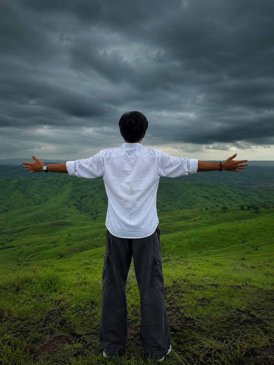 full-length standing in a vast photo