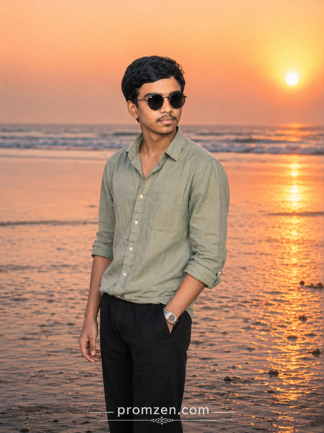 Sunset photo on ocean