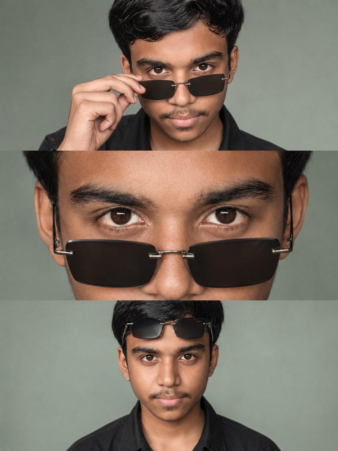 cinematic 3-panel portrait collage ai image